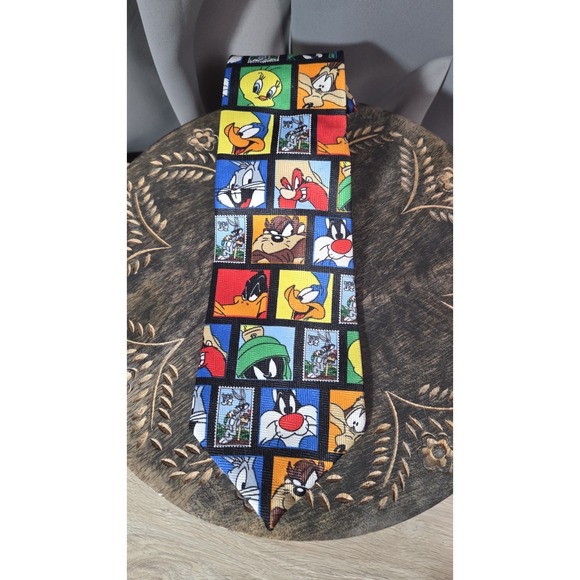 Vintage Looney Tunes USPS Stamp Collection Tie Necktie Warner Bros USA 1997